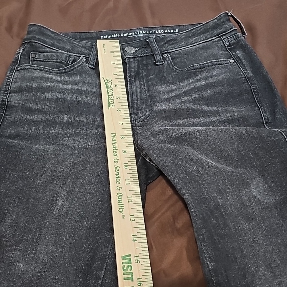 Chicos Black Jeans Define Me Denim Straight Leg Fringe Raw Hem Ankle Size 2 - Picture 5 of 7